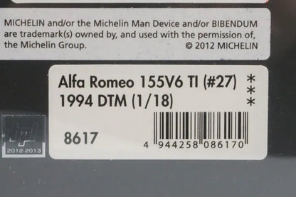 1:18 HPI 8617 Alfa Romeo 155V6 TI DTM 1994 #27 model car