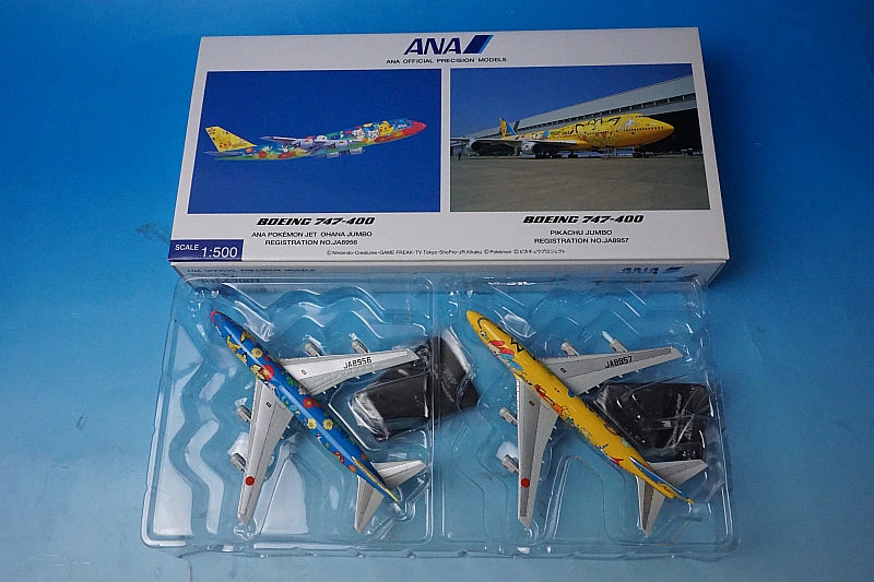 1:500 B747-400 ANA Ohana Jumbo & Pikachu Jumbo JA8956 JA8957 NHS52001 ANA airplane model