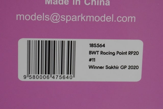 1:18 SPARK 18S564 BWT Racing Point RP20 #11 Sakhir Win 2020 model car