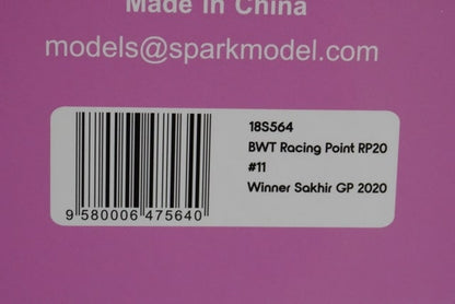 1:18 SPARK 18S564 BWT Racing Point RP20 #11 Sakhir Win 2020 model car