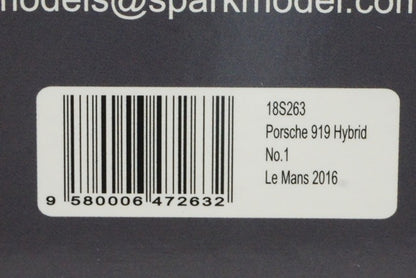 1:18 SPARK 18S263 Porsche 919 Hybrid LM 2016 #1