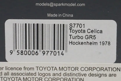 1:43 Spark S7701 Toyota Celica Turbo GR5 Hockenheim 1978 #1 R.Stommelen model car