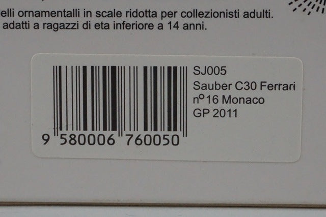 1:43 SPARK SJ005 Sauber C30 Ferrari Monaco GP 2011 #16 model car