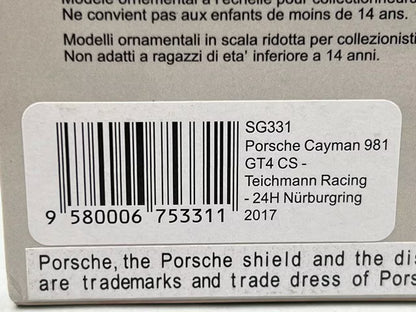 1:43 Spark SG331 Porsche Cayman 981 GT4 CS Teichmann Racing Nurburgring 24H 2017 #307