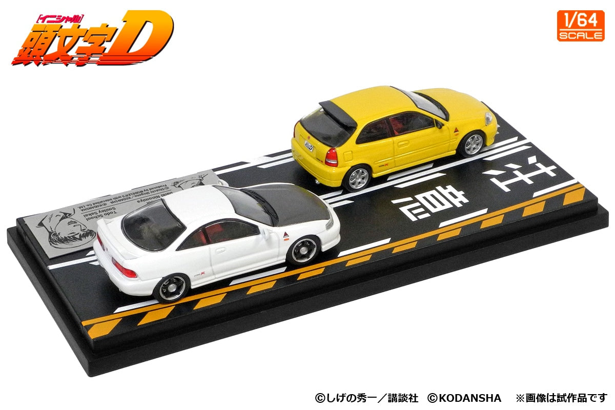 [ Back-order ] MODELER'S MD64209 1:64 Initial D Set Vol.9 Daiki Ninomiya Civic EK9 & Smiley Sakai Integra DC2 model car