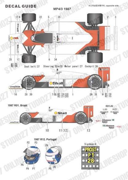 [ Back-order ] STUDIO27 TK2087 1:20 MP4/3 CONVERSION KIT for TAMIYA1/20MP4/4 [Conversion Kit]