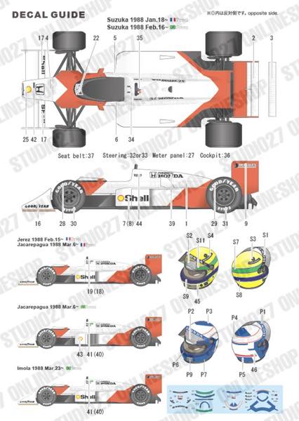 [ Back-order ] STUDIO27 TK2088 1:20 MP4/3B TEST Car CONVERSION KIT for TAMIYA1/20MP4/4 [Conversion Kit]