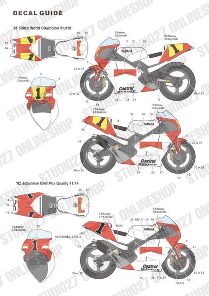 [ Back-order ] STUDIO27 TK1257 1:12 YZR500 World Champion 1991 for TAMIYA [Conversion Kit]
