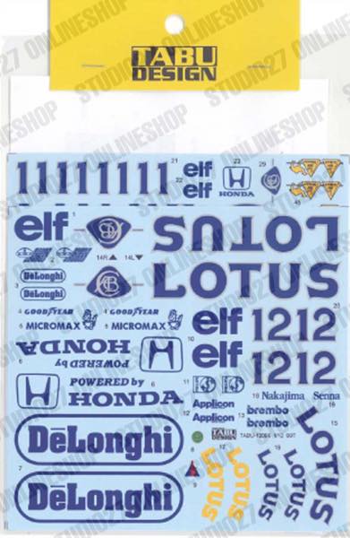 [ Back-order ] Studio27 TABU12096 1:12 99T Fullsponsor TABU DESIGN Decal