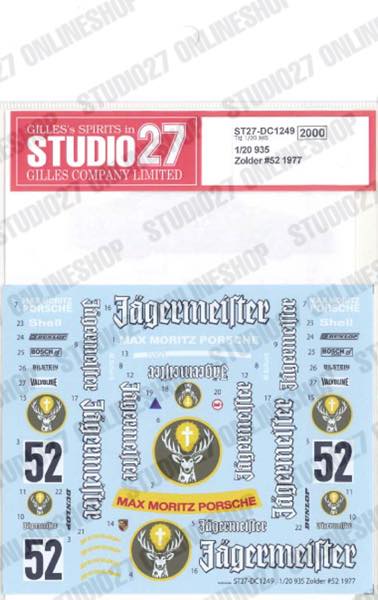 [ Back-order ] Studio27 DC1249 1:20 Porsche 935 Zolder #52 1977 for T Original Decals