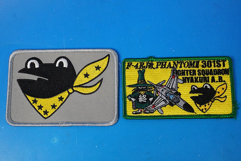 Patch JASDF 301st Squadron F-4EJ Kai Phantom II Frog Keroyon Spook Square 2 Set without hook and loop