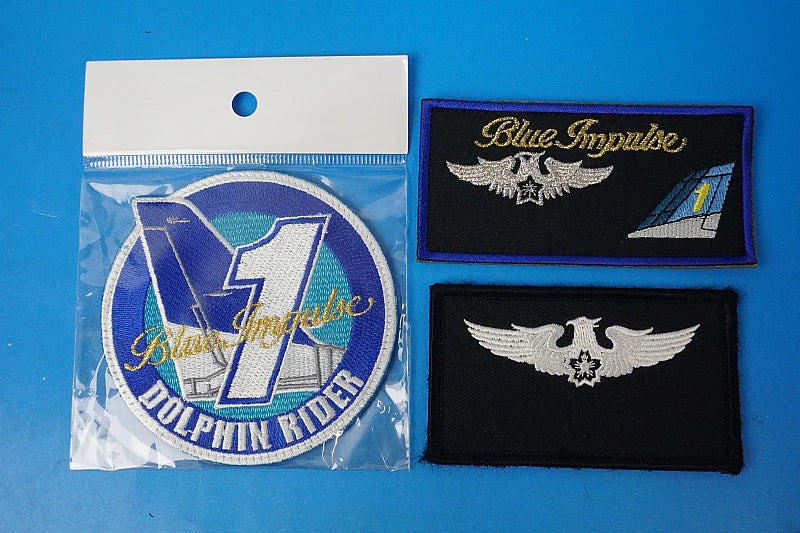 Patch JASDF Air Self-Defense Force Blue Impulse Dolphin Rider No. 1 Name Tags (3 types, 3 pieces) with Velcro