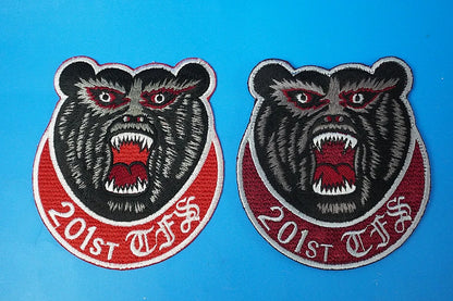 Patch JASDF F-15 201st Squadron Brown Bear (Large) High-Visibility Low-Visibility 2-Piece Set with hook and loop