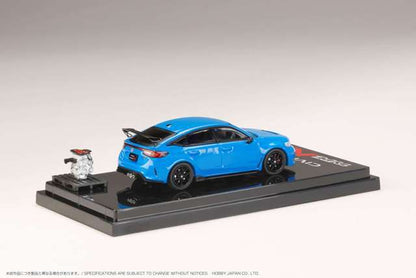 HJ641063BL Hobby JAPAN 1:64 Honda Civic TYPE R (FL5) with engine display model, Racing Blue Pearl