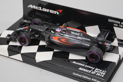 1:43 MINICHAMPS 530164122 McLaren Honda MP4-31 Monaco GP 2016 J.Button model car