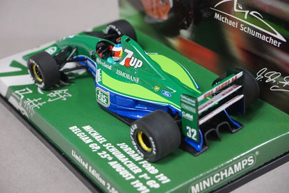 1:43 MINICHAMPS 433910032 Jordan Ford 191 Belgian GP Winner 1991 #32 M.Schumacher