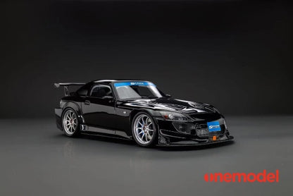 [ Pre-order ] 23A03-01A onemodel 1:18 Honda S2000 Spoon Street Cavon Bonnet Version Black with Titanium Silver Wheels