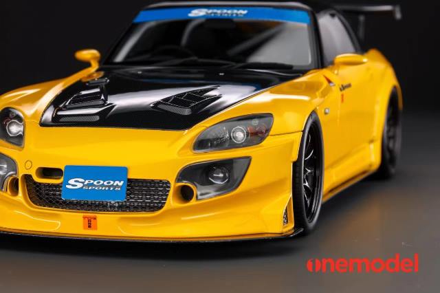 [ Pre-order ] 23A03-04 onemodel 1:18 Honda S2000 Spoon Street Carbon Bonnet Version (Yellow)