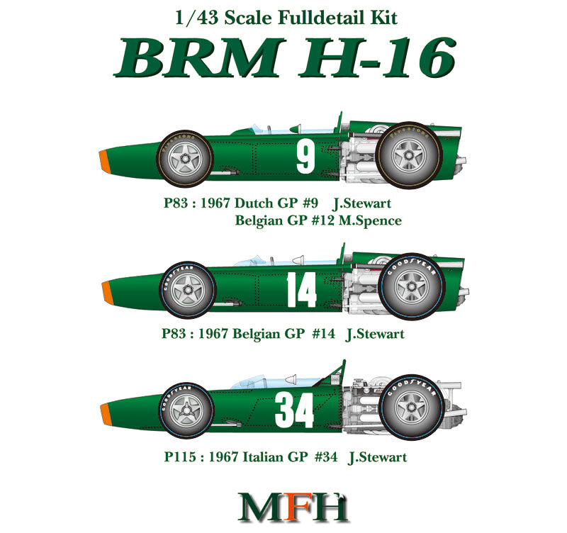 K416 Model Factory Hiro 1:43 BRM H16 P83 ver.B 1967 Belgian GP #14 Multi-Material Kit