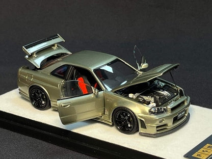 PGM-430103-1 PGM & onemodel 1:43 Nissan Skyline GT-R R34 Z-Tune fully opened and closed model Jade Green standard base