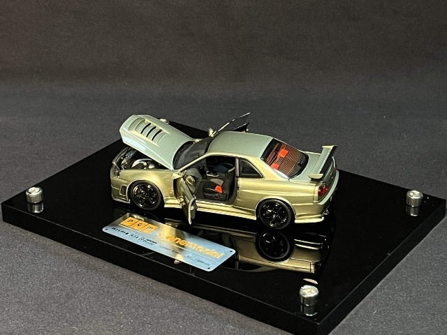 PGM-430103-2 PGM & onemodel 1:43 Nissan Skyline GT-R R34 Z-Tune fully opened and closed model Jade Green luxury version