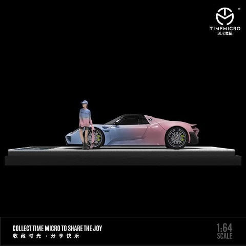 TM643515-1 TM Time Micro 1:64 Porsche 918 Spyder Blue-Pink gradation with figure