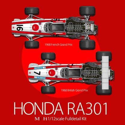 K827 Model Factory HIRO 1:12 Honda RA301 Ver.A 1968 Rd.6 France GP #16 J.Surtees Fulldetail Kit