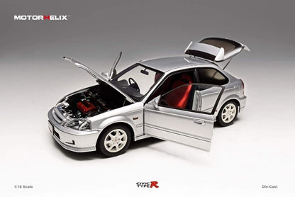 M85004 MH MOTORHELIX 1:18 Honda Civic Type R EK9-120 Later Fully Retractable Vogue Silver Metallic