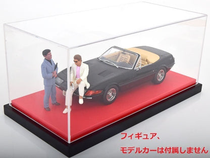 JC-L18RE Jewel Cases 1:18 Scale Acrylic Display Case with Leather Base (Size: Approx. 35.5 x 17 x 15.8cm) Red