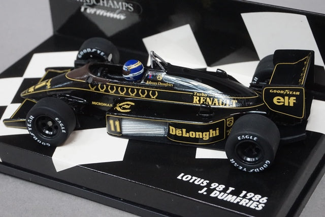 1:43 Minichamps 430860011 Lotus 98T 1986 J.Dumfries #11 JPS specification