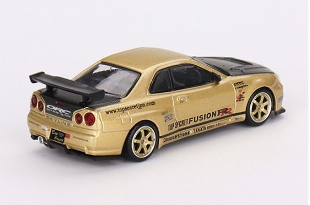 [ Back-order ] TSM MINI-GT MGT00676-R 1:64 Nissan Skyline GT-R R34 Top Secret Gold RHD  model car