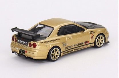 [ Back-order ] TSM MINI-GT MGT00676-R 1:64 Nissan Skyline GT-R R34 Top Secret Gold RHD  model car