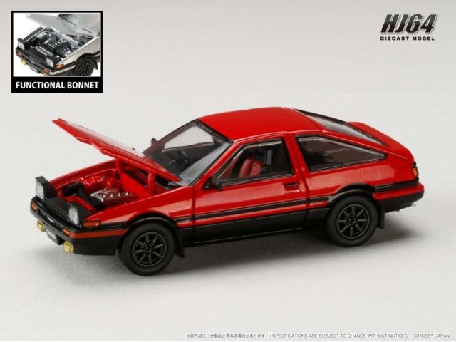 HJ641052ARB Hobby JAPAN 1:64 Toyota Sprinter Trueno GT APEX (AE86) JDM Style Red/Black