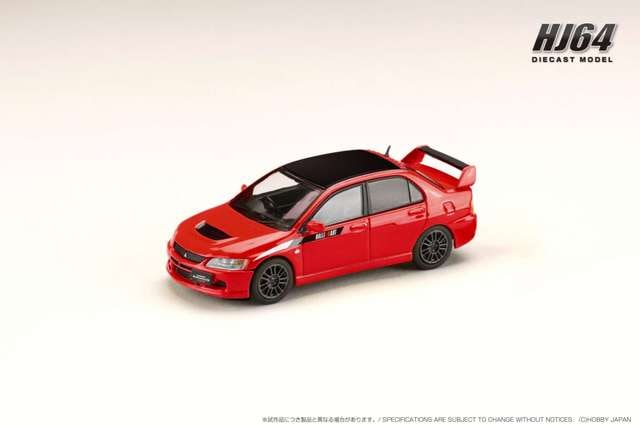 HJ647054CR Hobby JAPAN 1:64 Mitsubishi Lancer Evolution 9 MR GSR with JDM Custom Engine Display Model Red Solid