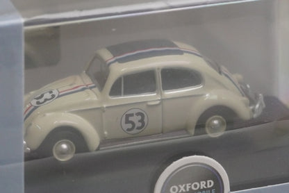 OX76VWB001 OXFORD 1:76 Volkswagen Beetle No. 53 Pearl White