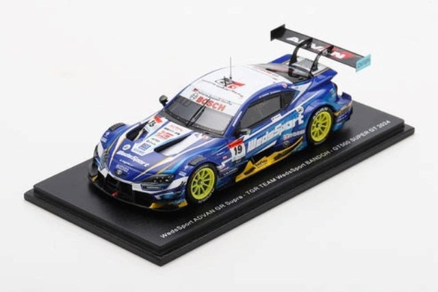SGT156 Spark 1:43 WedsSport ADVAN GR Supra TGR TEAM WedsSport BANDOH GT500 SUPER GT 2024 #19 Y. Kunimoto S. Sakaguchi model car