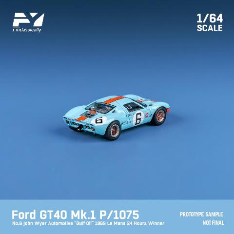 FY64020 Finclassically 1:64 Ford GT40 Mk1 P/1075 1969 Le Mans Winner #6 Gulf