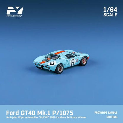 FY64020 Finclassically 1:64 Ford GT40 Mk1 P/1075 1969 Le Mans Winner #6 Gulf