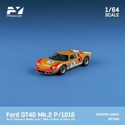 FY64026 Finclassically 1:64 Ford GT40 Mk2 P/1016 1966 Le Mans #5 Gold with figure
