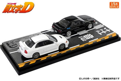 MD64218 MODELER'S 1:64 Initial D Set Vol.18 Tsuyoshi Nakazato Skyline GT-R BNR32 & Seiji Iwaki Lancer Evolution IV