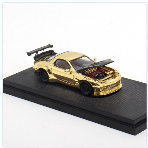 Master 1:64 Mazda RX7 Rocket Bunny Hood open/close Chorme Gold