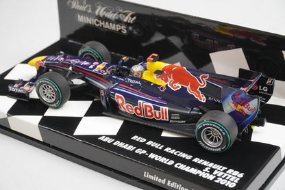1:43 MINICHAMPS 410100105 Red Bull Racing Renault RB6 Abu Dhabi GP World Champion 2010 #5 Sebastian Vettel model car