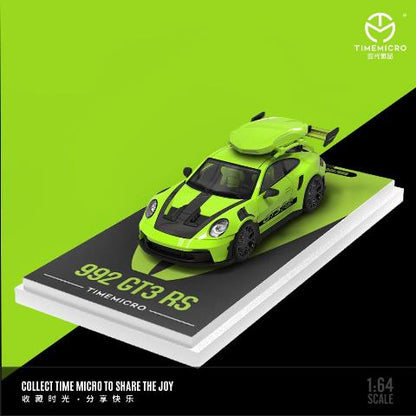 TM644632-2 TimeMicro 1:64 Porsche 992 GT3 RS Matte Black Wheels Green