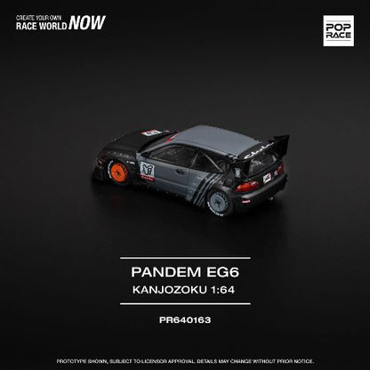 PR640163 POP RACE 1:64 Honda Civic PANDEM CIVIC EG6 "KANJOZOKU" Black Gray