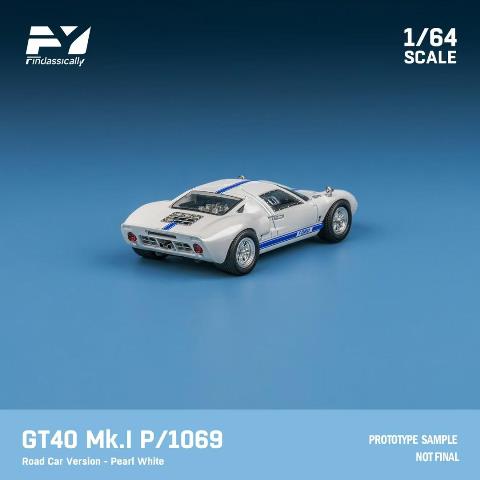 [ Pre-order ] FY64078 Finclassically 1:64 Ford GT40 Mk.I P1069 Pearl White Road Car Version