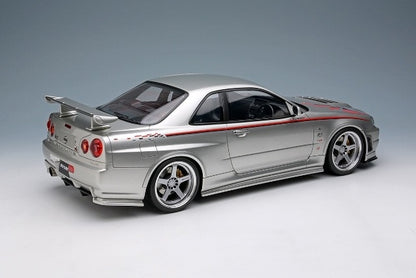 EML135A Make Up EIDOLON 1:18 Nissan Skyline GT-R BNR34 NISMO R-tune Ver 2004 Silver Nismo Stripes