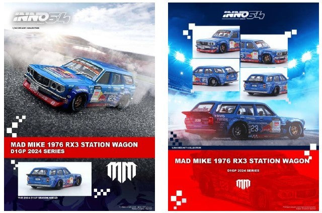 IN64-RX3P-D1GP24 INNO Model 1:64 Mazda RX3 Station Wagon 1976 D1GP Series 2024 MAD MIKE