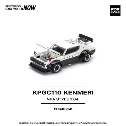 [ Pre-order ] PR640252 POP RACE 1:64 Nissan Skyline GT-R V8 DRIFT (KENMERI) NPA STYLE