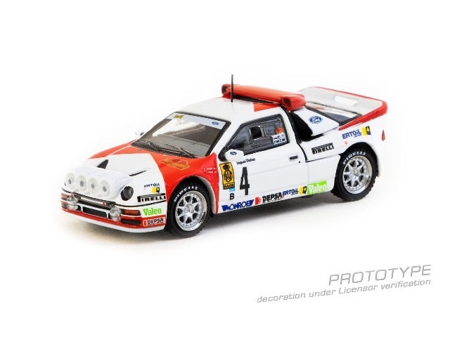 T64P-001-86RC04 Tarmac Works 1:64 Ford RS200 Rallye Catalunya 1986 Antonio Zanini / Josep Autet model car