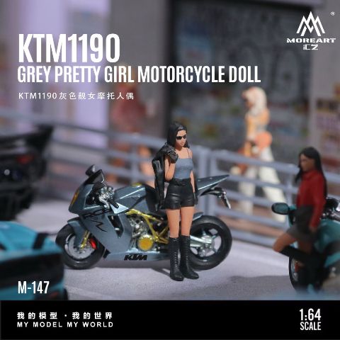 MO222147 MoreArt 1:64 KTM1190 Motorcycle with Female Figure Gray